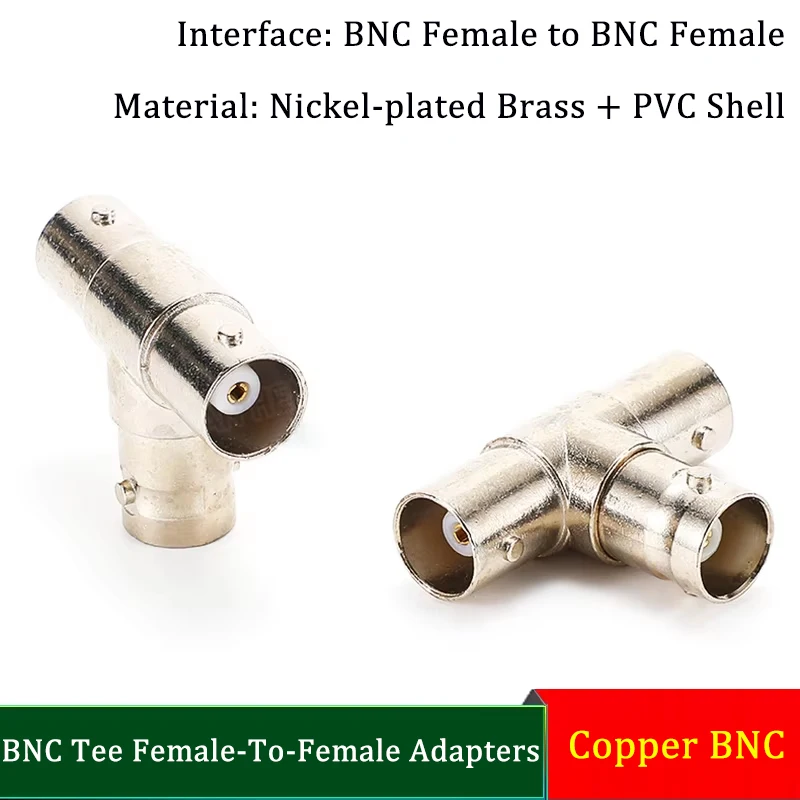 

BNC Female to Female Adapter Pure Copper Core Security Video Connector, Dual Female BNC-T Splitter for CCTV System