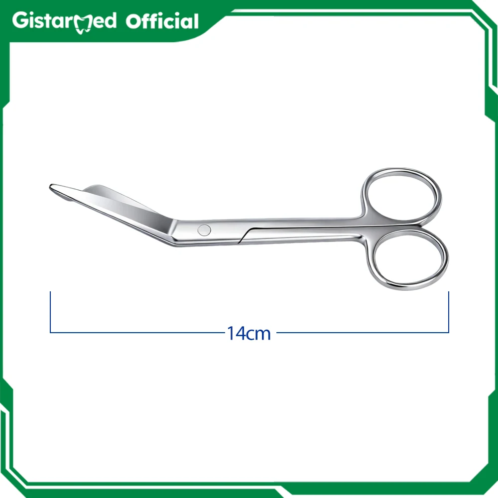 GISTARMED 14cm Stainless Steel Gauze Bandage Scissors Dressing Surgical Scissors Dental Curved Nursing Scissors Dentist Tools
