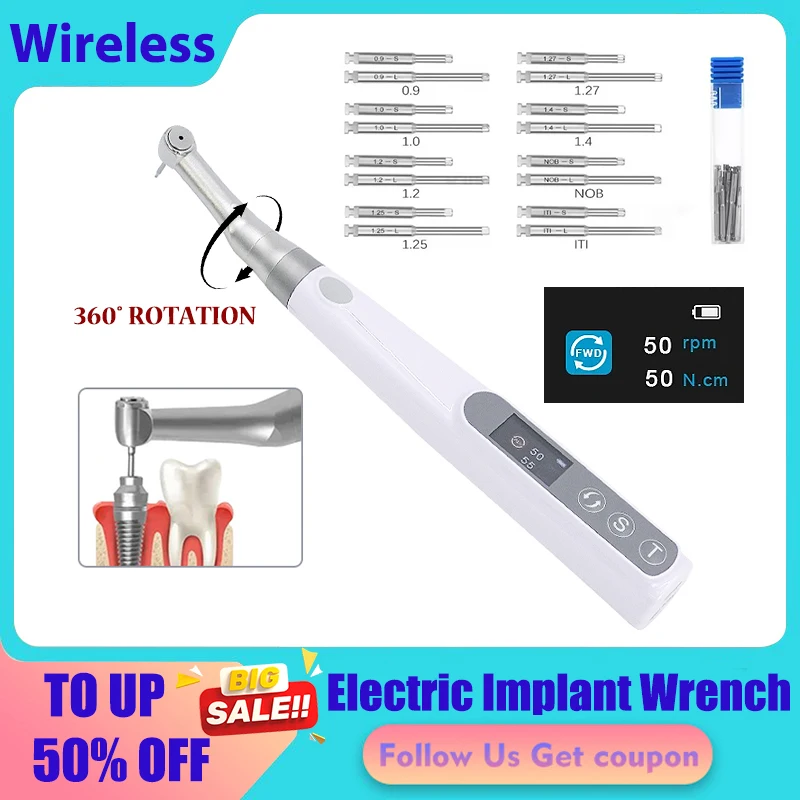 Portable Dental Equipments Implant Torque Electric Torque Wrench 20:1 Implant Handpiece Dentistry Universal Implant Repair Tools