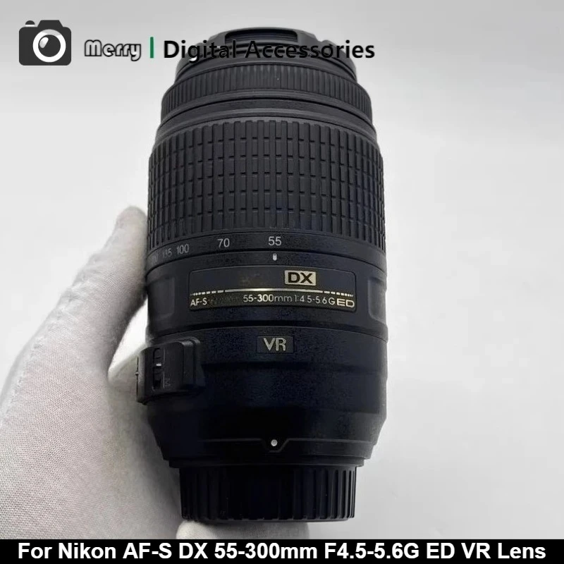 95% جديد حقيقي AF-S DX 55-300 مللي متر F4.5-5.6G ED VR عدسة لنيكون D3400 D3500 D5200 D5600 D7100 D7500 كاميرا