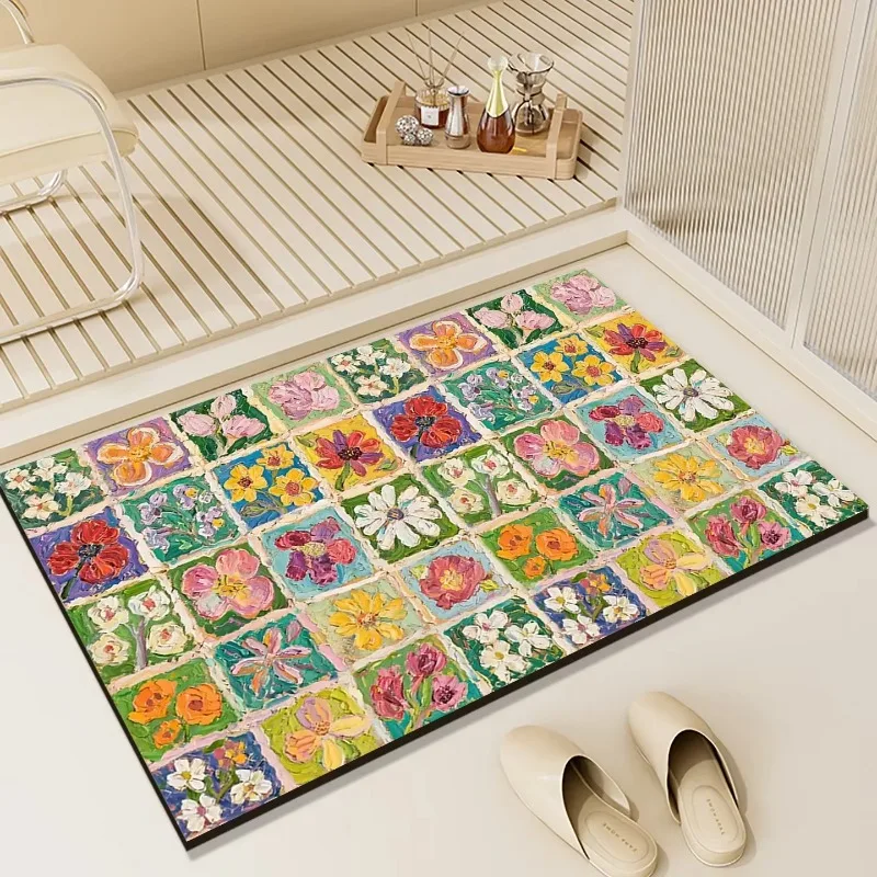 Bathroom Floor Rug, Easy Care Water Absorbent Quick Dry Household Mat