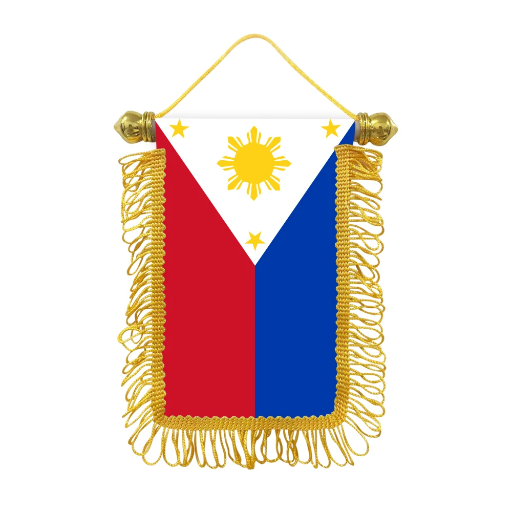 Philippines small hanging flag 10x15cm triangular flag car decoration hanging flag double-sided pattern with suction cup
