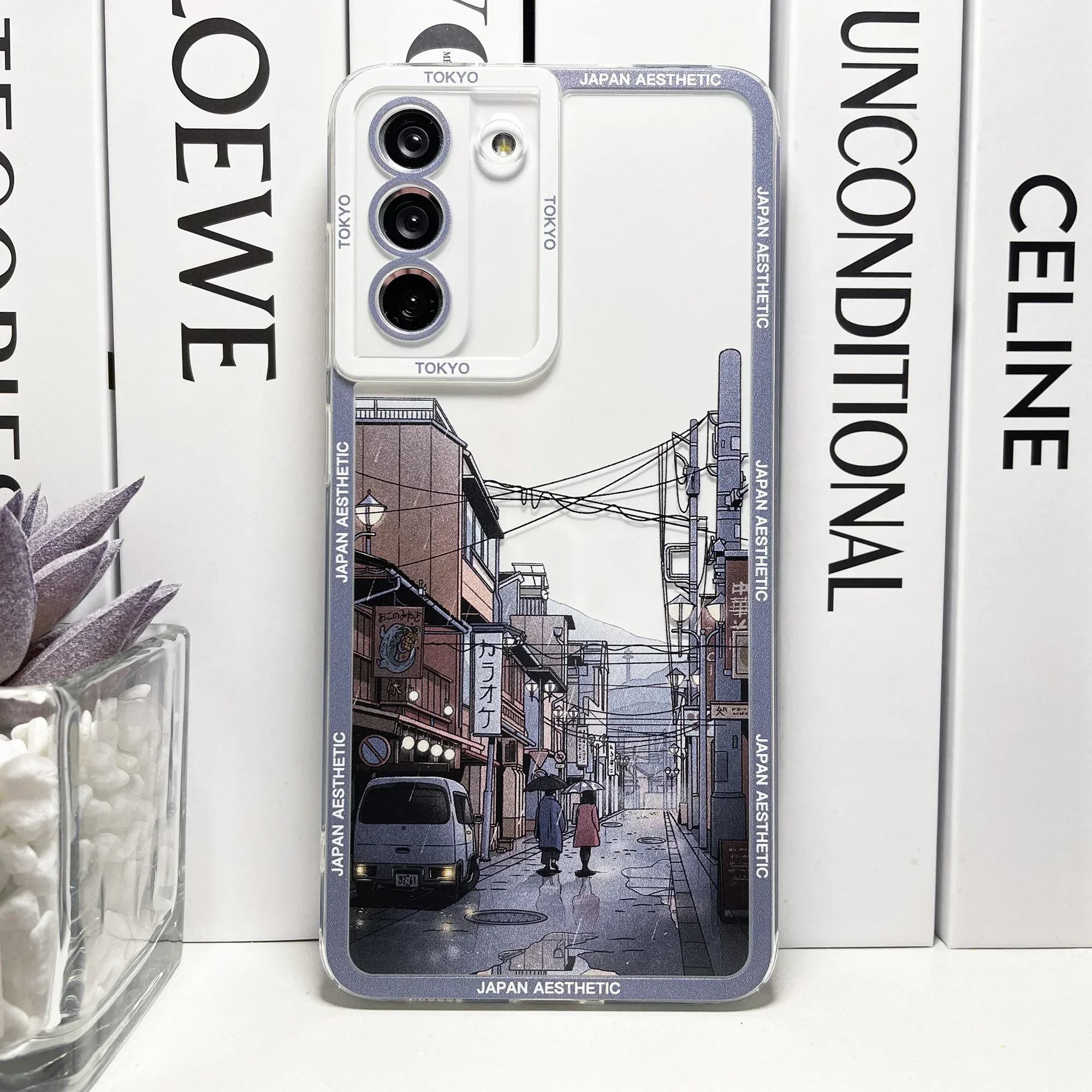 Case For Samsung Galaxy S20 Plus S21 FE S22 S23 Ultra A53 A52 A54 A33 S24 Japanese Aesthetic Tokyo Anime Street Clear Soft Cover