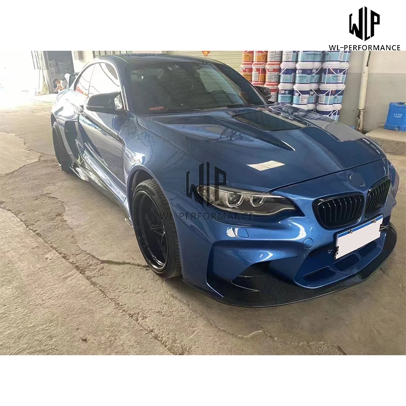 For Bmw 2 Series M2 IMP Styling Semi Carbon / FRP Car Body Kit Front Rear Bumper Side Skirts Fenders Transparent Bonnets