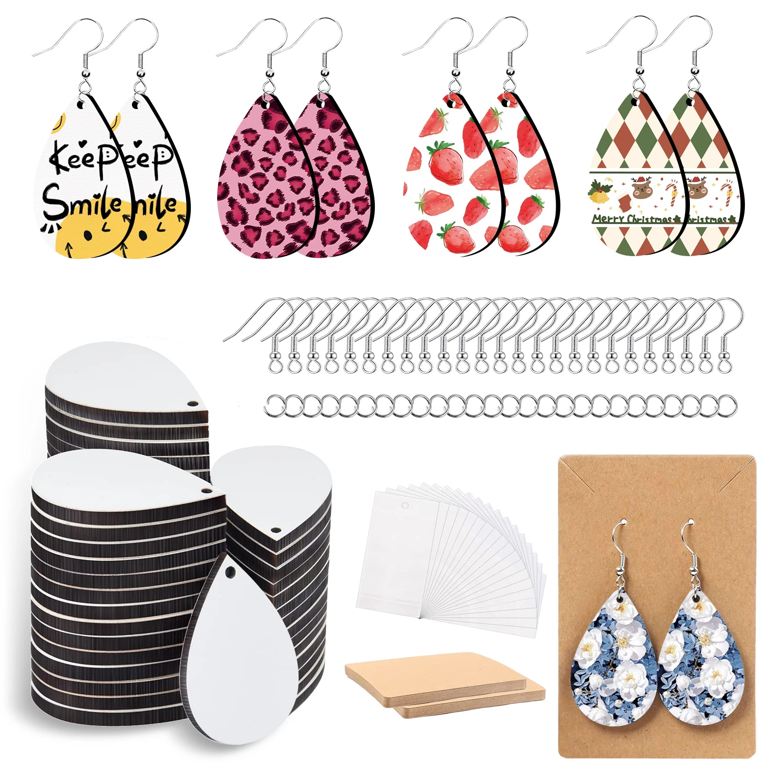 Sublimation Earring Blanks,50 Pcs Sublimation Blanks Bulk,MDF Wood Sublimation Earrings Blank with Protective Film