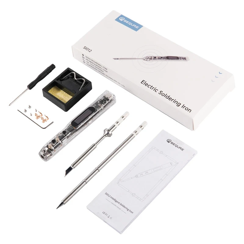 SEQURE SI012 Adjustable Temperature Soldering Iron Support T12 TS Tips PD QC DC5525 For BGA SMD Electronic Repair