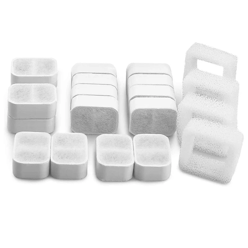 [Value Pack]Ceramic Cat Fountain Replacement Filter, 16 Carbon Filters and 4 Foam Filters, Suitable for Tritone / Fiumi