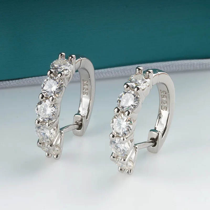 JoyceJelly Ohrstecker aus 925er-Sterlingsilber mit Moissanit-Diamant, 1 CT/2 CT, Rundschliff, Ohrhaken, Damen-Ohrringe, Hochzeit, edler Schmuck – Detail 5