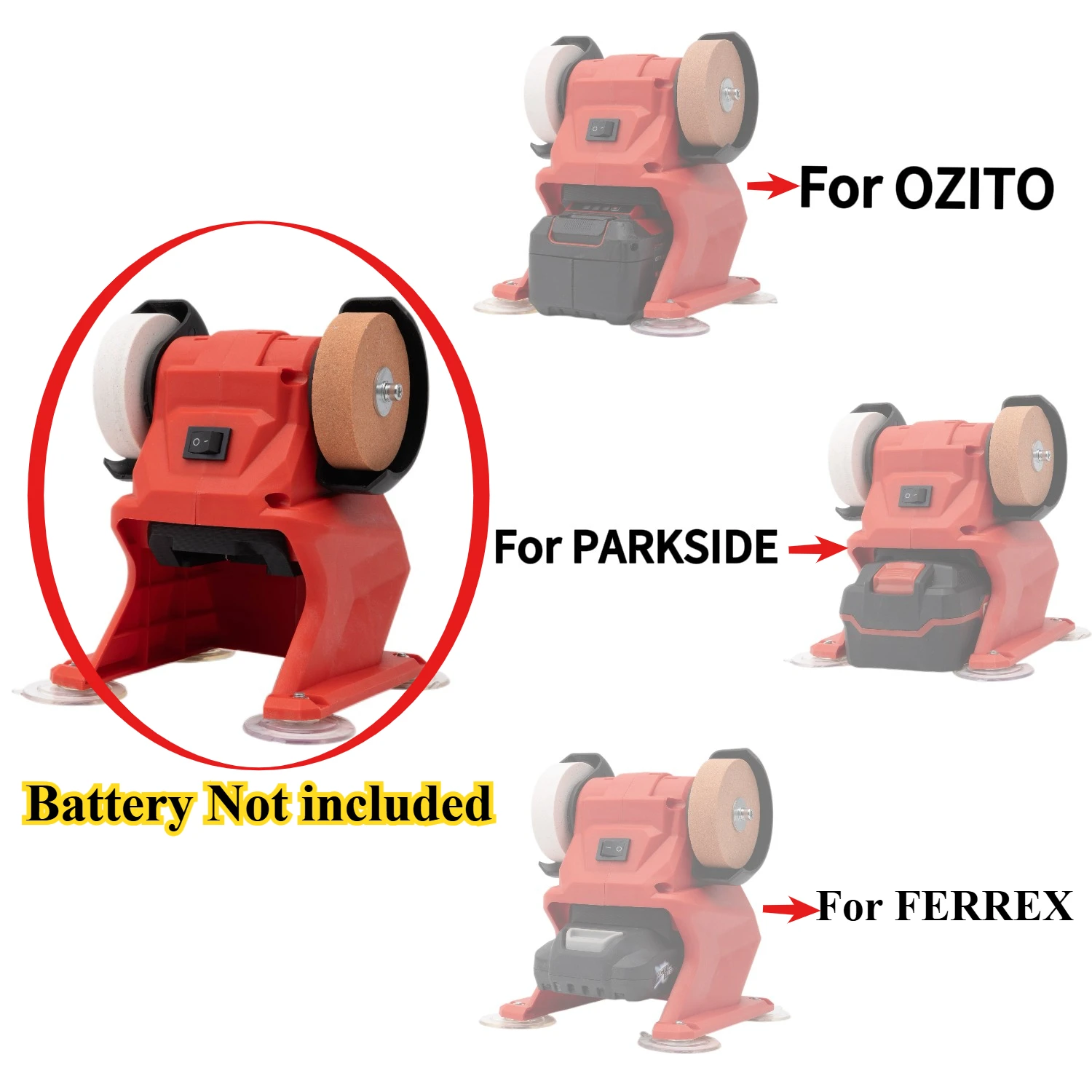 For PARKSIDE X20V/OZITO/FERREX 18/20V 150W Dual-Wheel Battery Powered Grinding Polisher for Knives, Chisels & Metal Parts