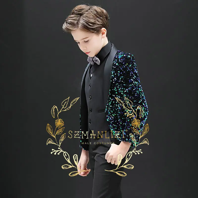 Blazer For Boys Shawl Lapel Jacket Kids Formal Outfit for Wedding Tuxedo Costume Enfant Garçon Boys Clothes 4yrs to 12yrs