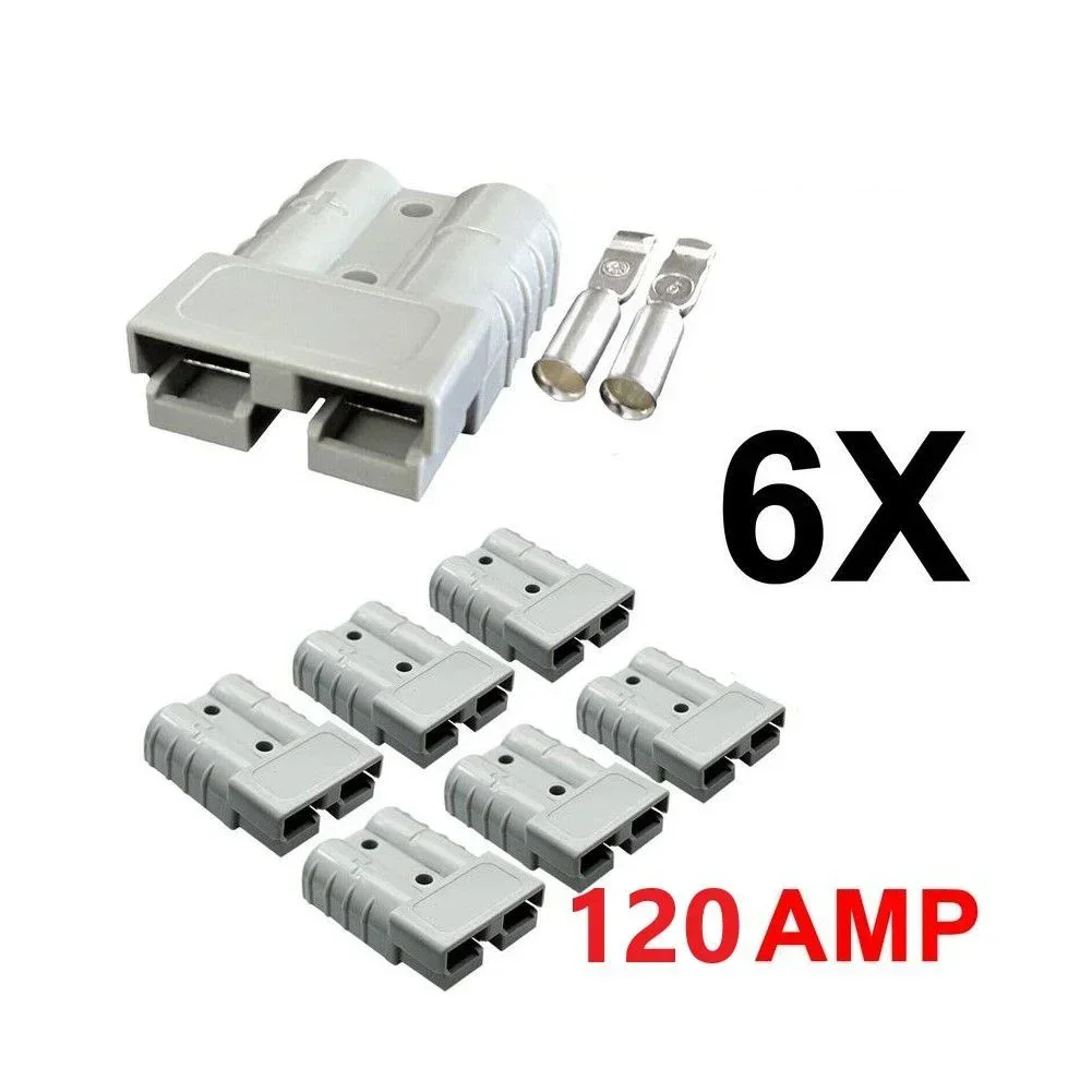 

6Pcs/set 120A 600V FOR Anderson Type Plug Connector Terminals 12-24V 6AWG 150x150x30mm DC Power Tool Wire & Cable Connector NEW