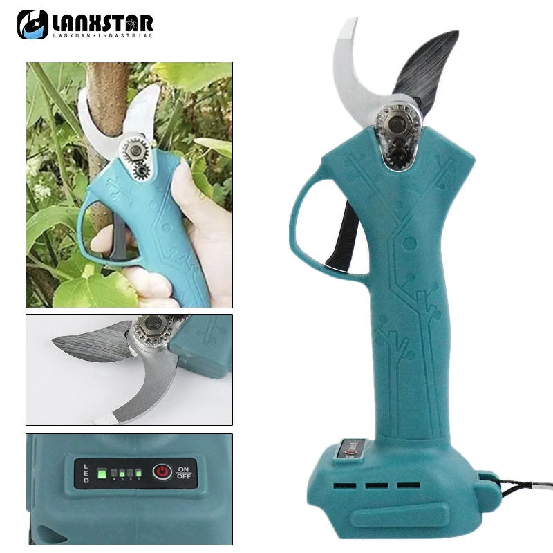 

Cordless Electric Pruner 4 Gear Lithium-ion Pruning Shears Fruit Tree Bonsai Tree Branches Cutter For Makita Battery No Battery