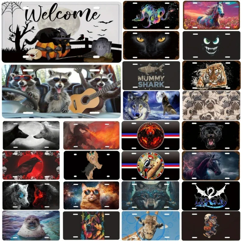 Animal Novelty-placa de matrícula de Metal, letreros de estaño, decoración de placa frontal de coche, placa de matrícula de Metal