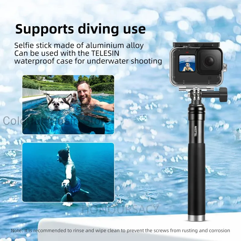 NUEVO TELESIN para GoPro Selfie Stick 360 °   Trípode plegable con rotación, soporte para teléfono, monopié de aleación de aluminio para teléfono inteligente DJI Insta360