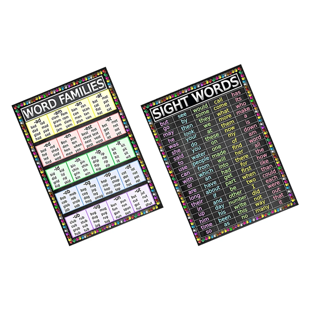 2 قطعة الكلمات البصرية للأطفال الأبجدية الملصقات التعليمية التعلم الجدار الشنق الملصقات طفل التعليم المبكر كلمة الجدار #6