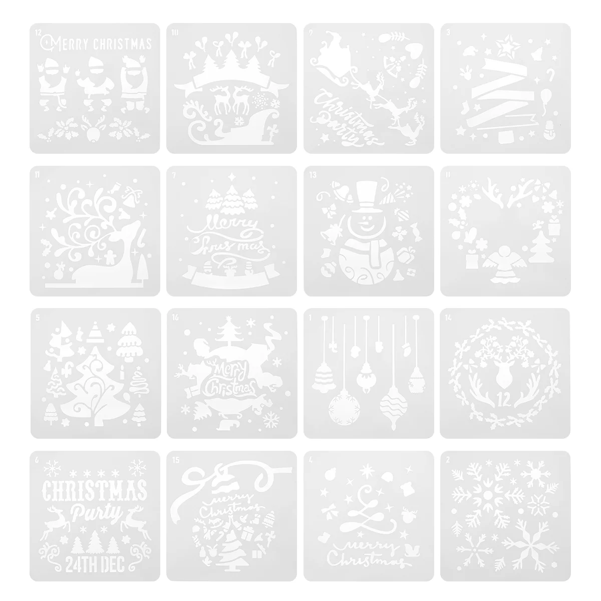 

16 Pcs Christmas Template Xmas Stencils Craft Decor for Scrapbook Painting The Pet