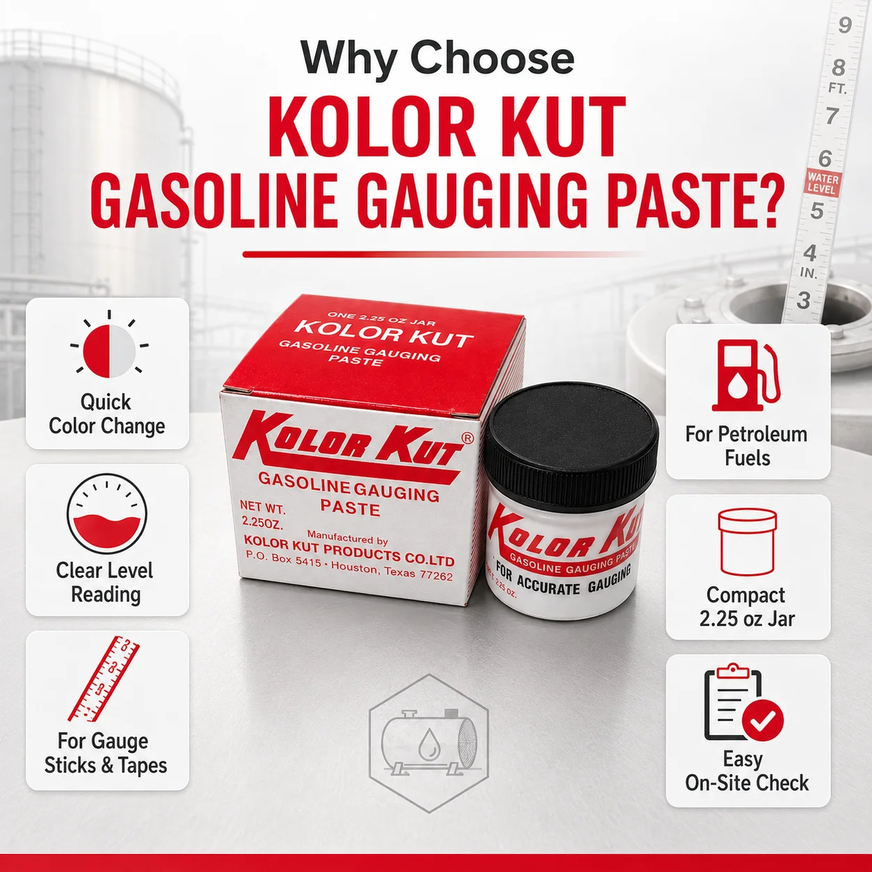 Kolor Kut Level Indicator Paste Color Change Measuring Paste For Storage Tanks Dip Stick 2.25oz