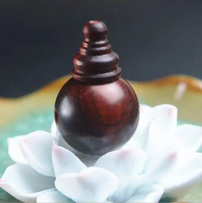 Wood Guru Bead Redsandalwood Guru Bead Three Holes Bead and Tower for Tibetan Malas