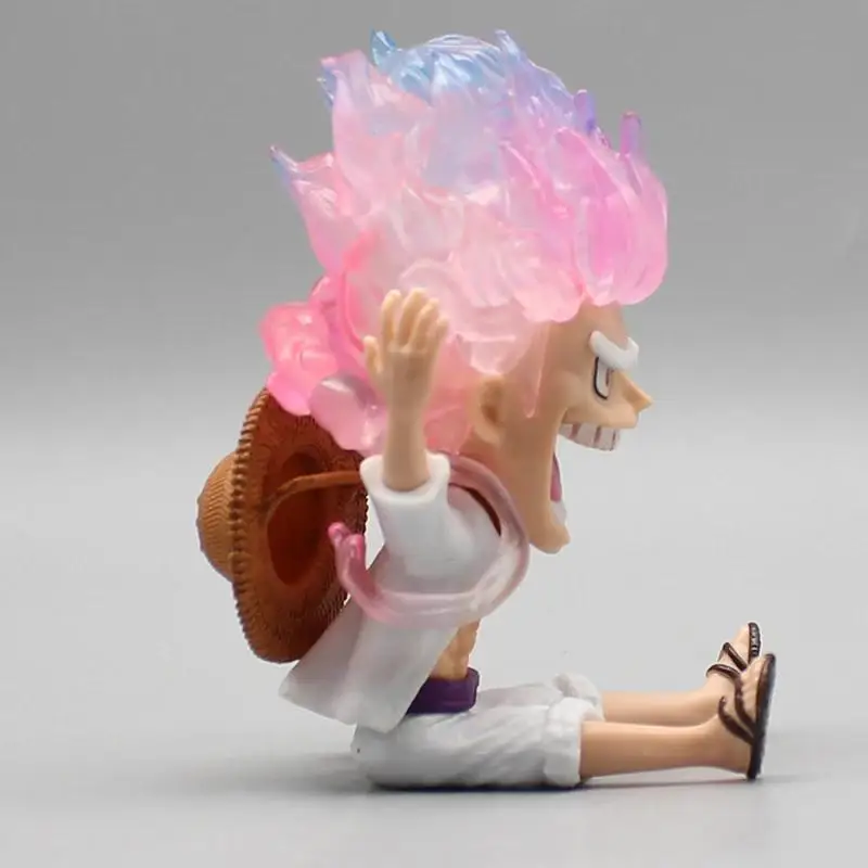 Bandai Banpresto-versión Q de una pieza, Luffy, levanta tu mano y risa, postura sentada, adornos periféricos, figura de Anime