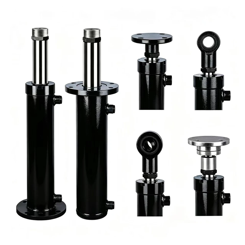 Heavy duty 5 ton side flange hydraulic cylinder, bore 63mm, piston rod 35mm, double acting cylinder for crane outriggers
