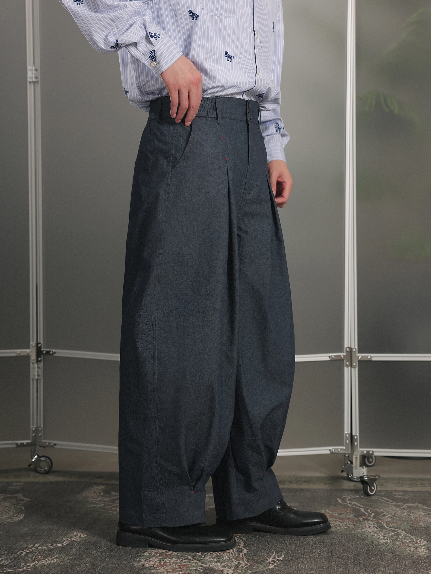 

Noears Spring Design Wide Leg Casual Pants Pleated Loose Fit Cool Sle mid Waist Straight Tube Breathable Cotton Blend Long ...