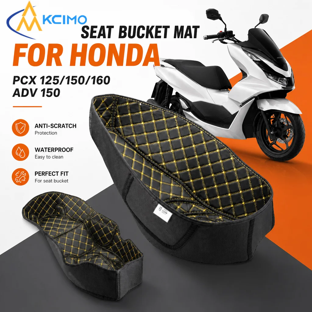 1Pc PU Motorcycle Trunk Liner Pad, Wear‑Resistant Seat Bucket Storage Mat For Honda PCX125 PCX150 PCX160 ADV150 Interior Parts