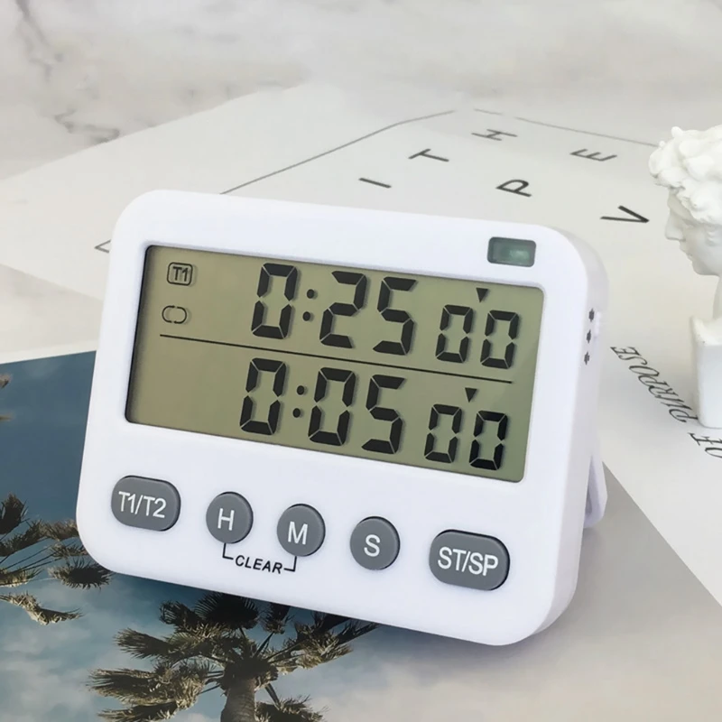 Dual Digital Timer , Kitchen Timer for Cooking Countdown Timers for w/ Magnetic - Batteries Not Included KXRE