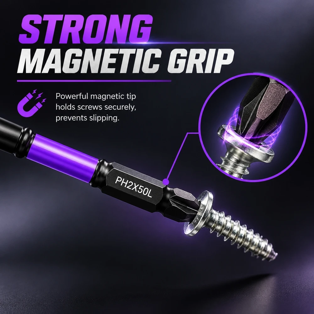 Quick Change Magnetic Screwdriver Bit Set D1 Steel Anti Slip Phillips Head 1/4 Inch for Power Drills Hand Driver