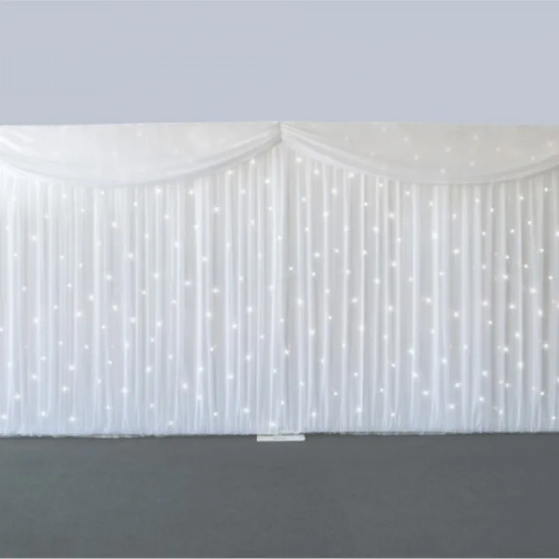 Pure White Wedding Backdrop Starlit Cosplay Stage Curtain Including Drapes and Lighting Різдвяні прикраси