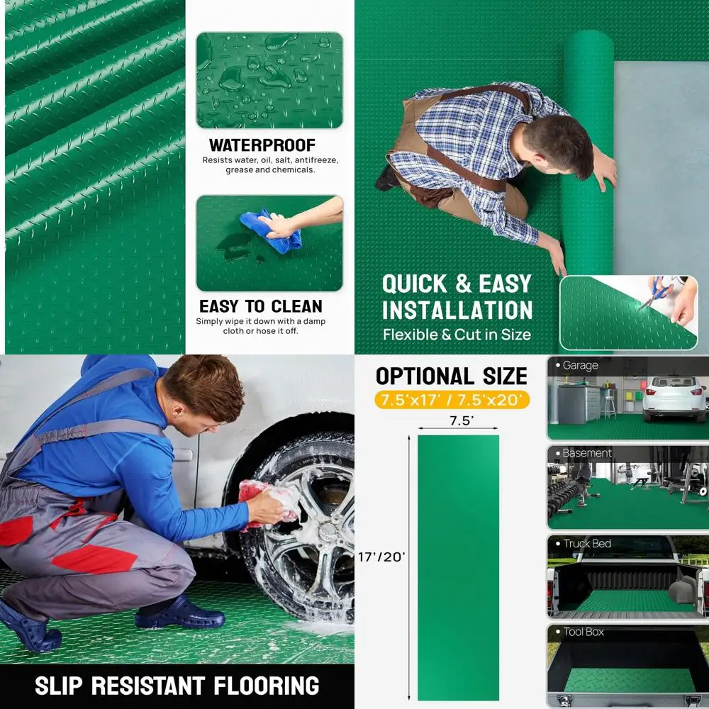 

Thickened Diamond PVC Garage Floor Mat - 7.5x17ft, Ideal for Cars, SUVs, and Compact Vehicles