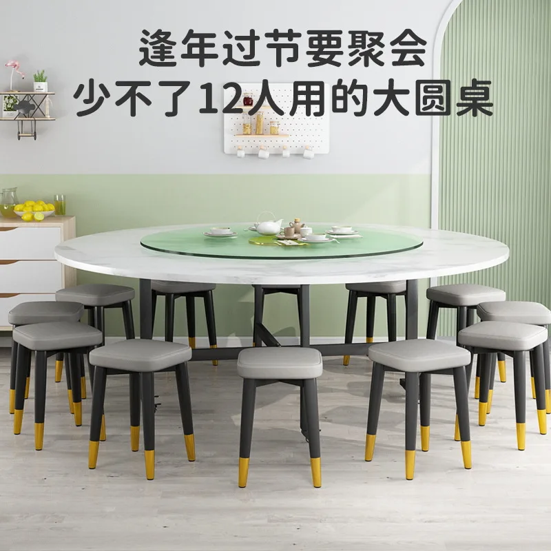 Folding round table diningfor household use Large round  with turntable Family dinner table for 12 people Small apar
