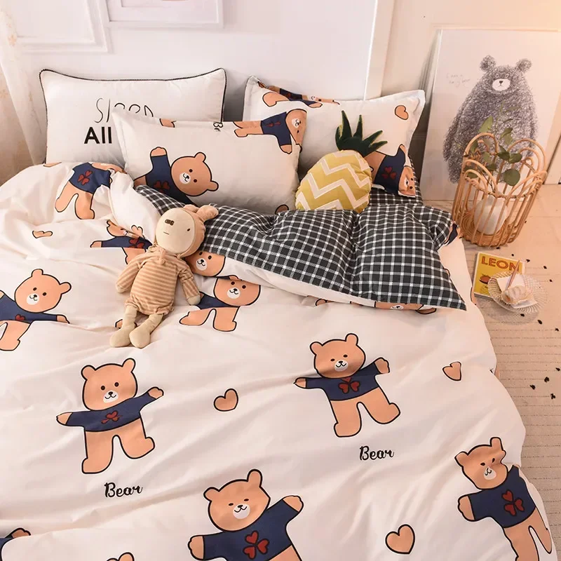 Bedding Set Linens Duvet Cover Bed Sheet Set  2 Bedrooms Bedspread on The Bed Couple Bed Quilt Queen  Luxury  Anime King