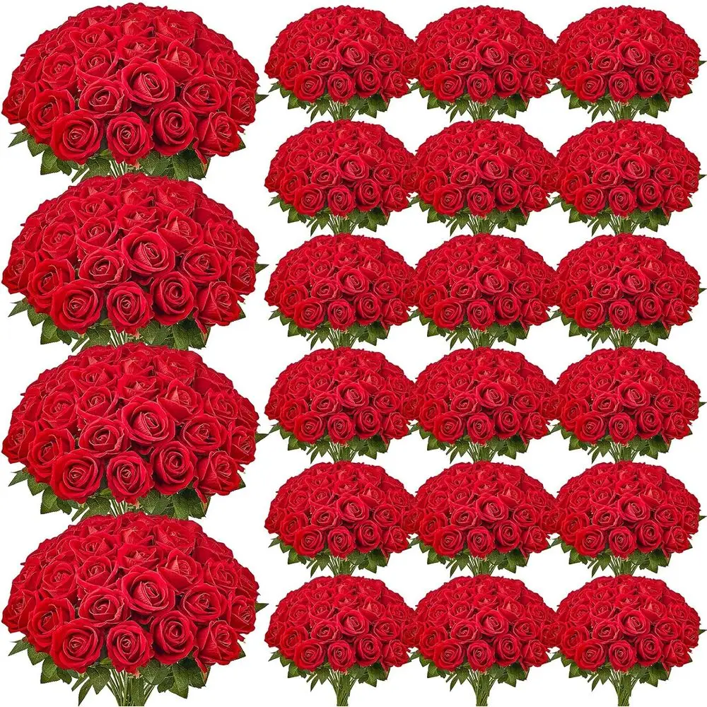 

500 Stems Artificial Red Rose Bulk, Perfect for Bridal Showers, DIY Wedding Bouquets, Home Centerpieces, and Party Table Decorat
