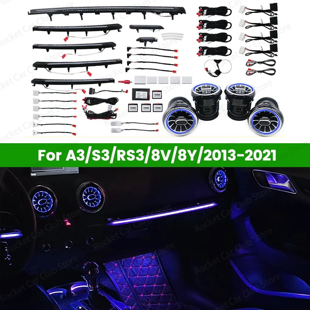 

Светодиодный 30-цветный окружающий свет MQB, вентиляционное отверстие, насадка для внутренней приборной панели, декоративная лампа для дверей автомобиля для Audi A3 S3 RS3 8V 8Y 2013-2018