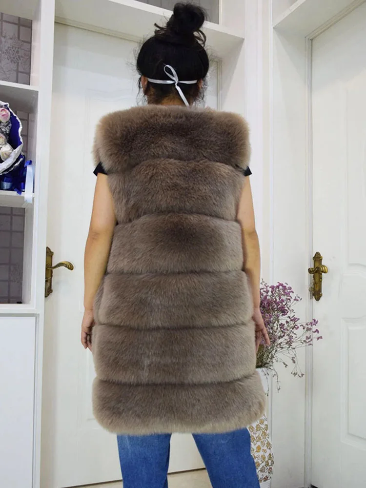 ZADORIN-Gilet Long en Fausse Fourrure de Renard pour Femme, Gilet en Fausse Fourrure, Gilet en Fourrure de Haute Qualité, Gilet en Fourrure Chaude,