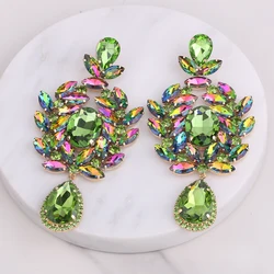 Big Drop Earrings For Women Huge Gem Earring Oversize Statement Jewelry Glass Rhinestones Accessories For Fashion Show Wholesale