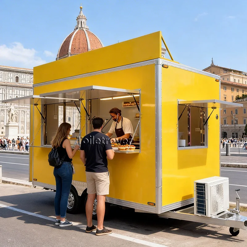 Mobile Food Van Trailer Street Food Cart Trailer Doner Kebab Food Truck Pizza Mobile Food Trailer with Kitchen Equipment