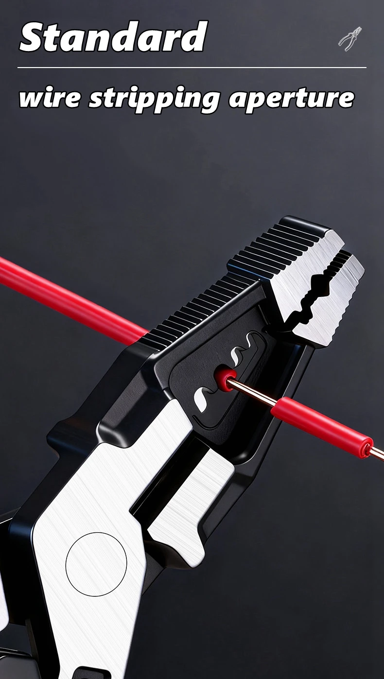 Universelle Multifunktionszange, Doppelhebel-Seitenschneider / Spitzzange, Drahtschneider, müheloser Elektriker-Abisolierer und Crimpzange – Detail 6
