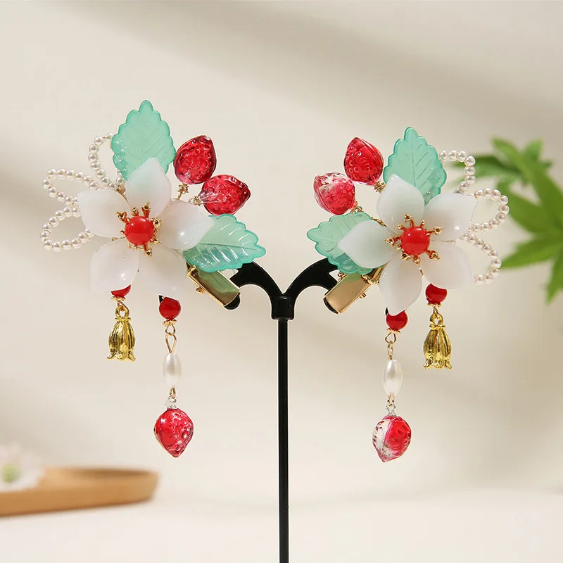 Ancient style hair accessories ancient costume water drop hairpins side clips hairpins tassels step shakes girls Hanfu headwear