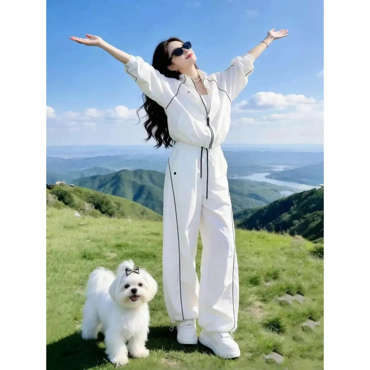 2026 Summer New Sunscreen Leisure Sports Set For Women Loose Thin Zipper Jacket Wide Leg Pants Two Piece Suit Female Outfits