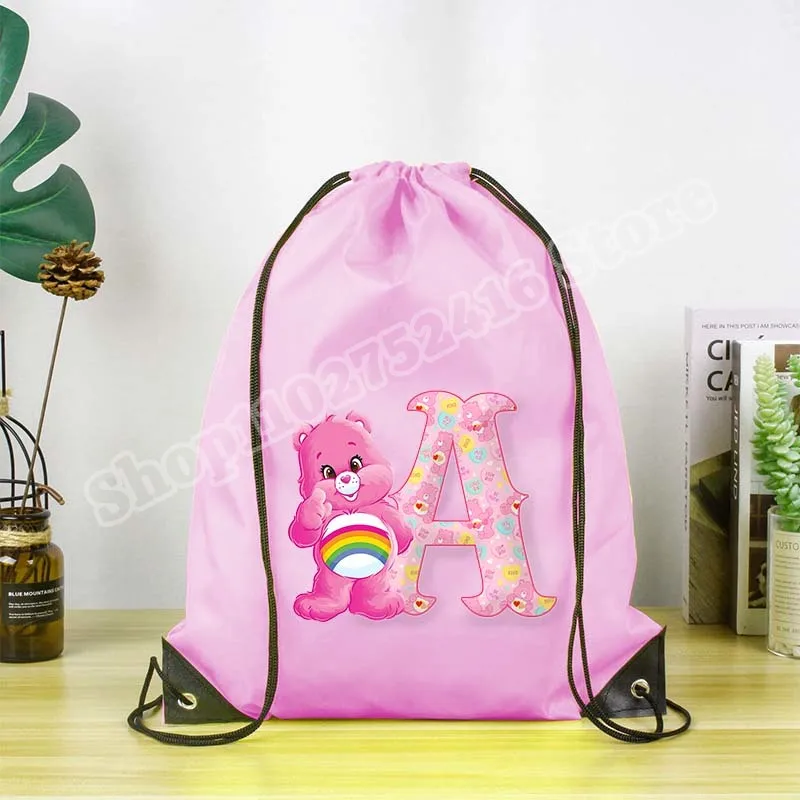 

Новый рюкзак Carebears на шнурке с мультяшными буквами, водонепроницаемые сумки из полиэстера, портативные сумки для хранения канцелярских принадлежностей, подарки