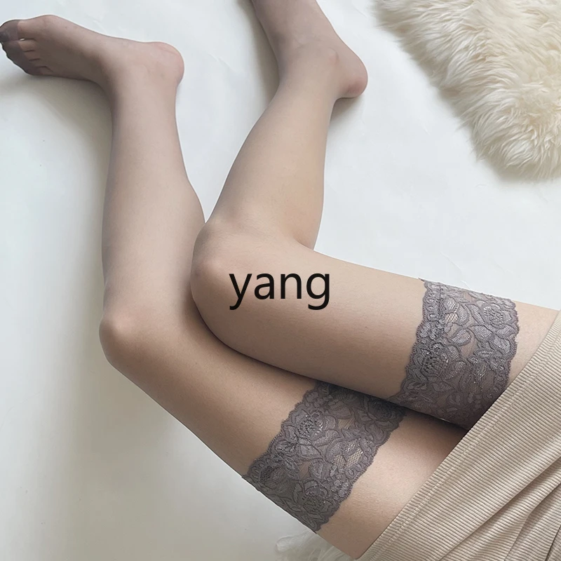 LMM summer ultra-thin thigh socks toe reinforcement black stockings flesh color non-slip
