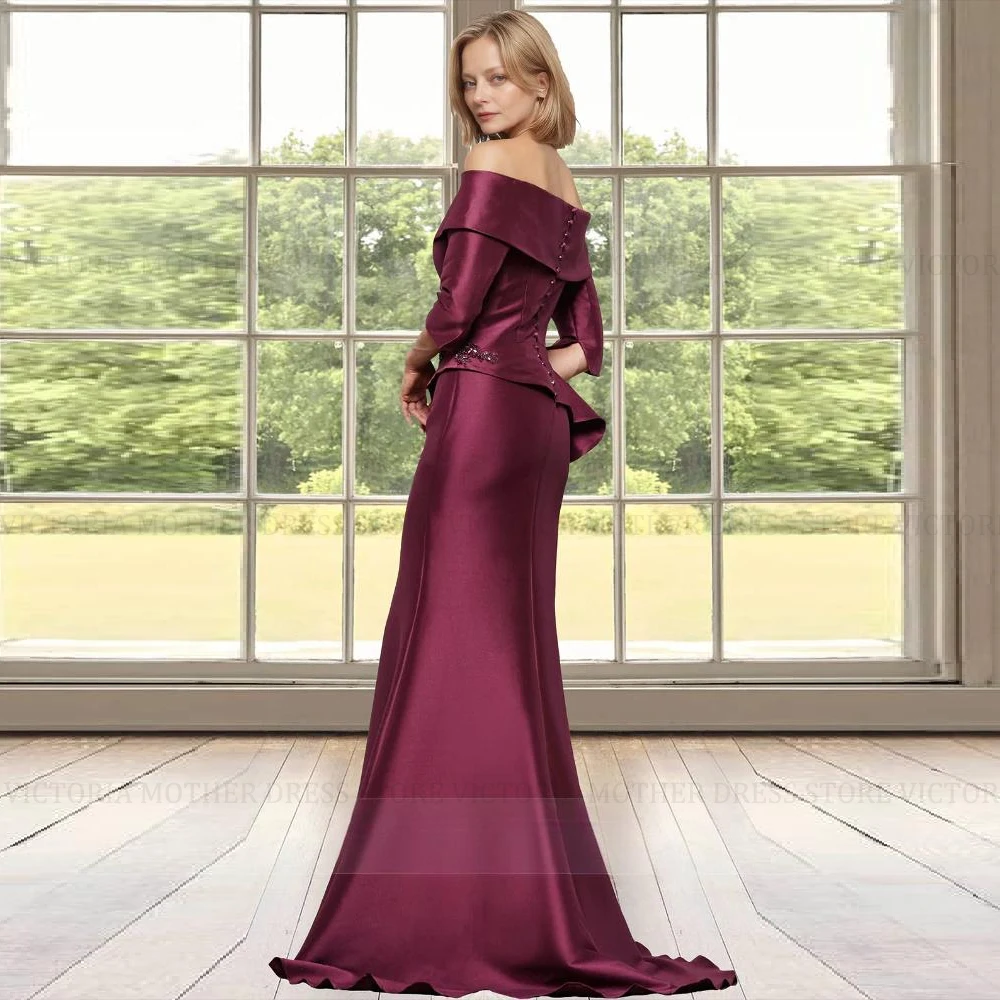 VICTORIA Abiti da festa per invitati al matrimonio alla moda 2025 Abito da madre della sposa personalizzato Abito da sera lungo con applicazioni in raso a sirena