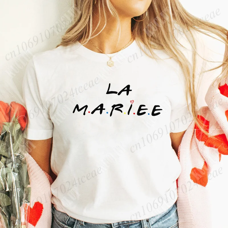 Friends Bachelorette EVJF Party T-shirt French Girls Single Farewell Tops Team Bride Bridesmaid Tees Bridal Shower Wedding Shirt image 3