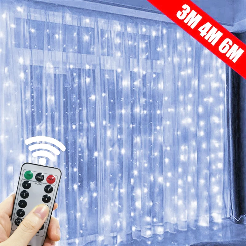 

3M/4M/6M Christmas Holiday LED Decoration Lights Fairy Bedroom String Garland Remote Lighting Curtain Lights With Remote Control