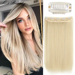 Extensiones de cabello Natural con 5 clips para mujer, largo y liso postizo, color rubio, resistente al calor, color negro y marrón, 22/32 pulgadas