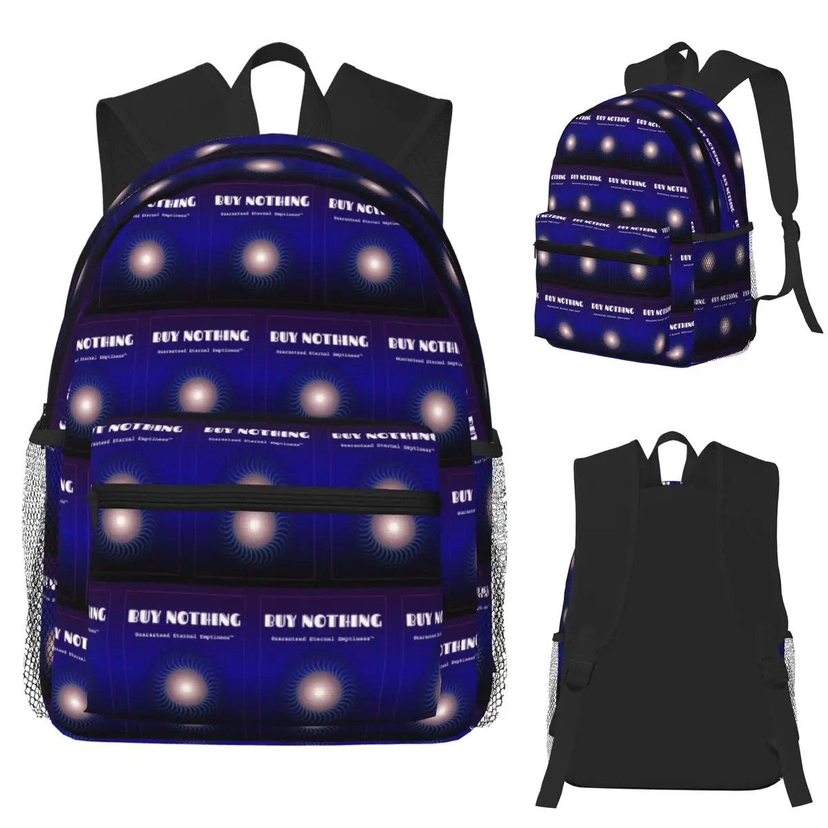 

Buy Nothing Guaranteed Eternal Emptiness Anti-Consumer Meme Student Backpack School Bag Travel Daypack Bookbag Shoulder Bags