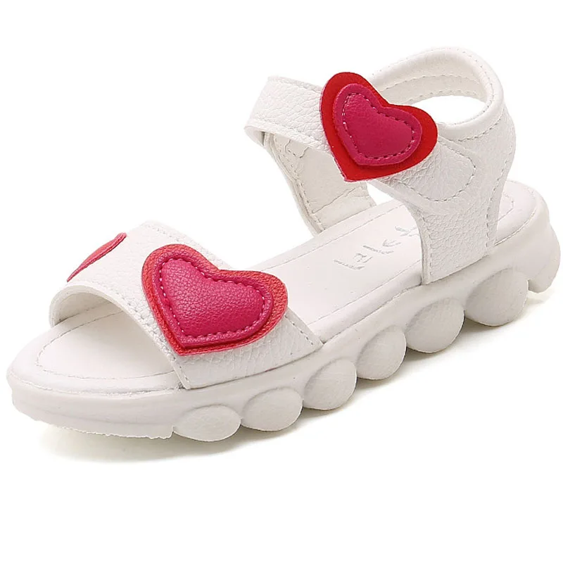 

Повседневные сандалии для девочек, розовые, белые детские пляжные туфли, лето 2021, туфли принцессы на толстой подошве, сандалии для девочек в форме сердца CSH1288