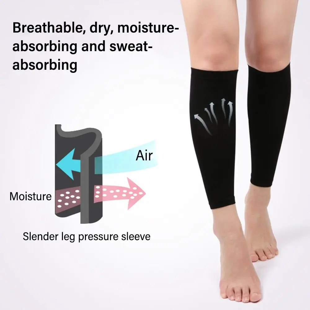 1 Pair Elastic Sports Calf Support Footless Compression Socks Leg Sleeves Preventing Varicose Veins For Soccer Running Standing