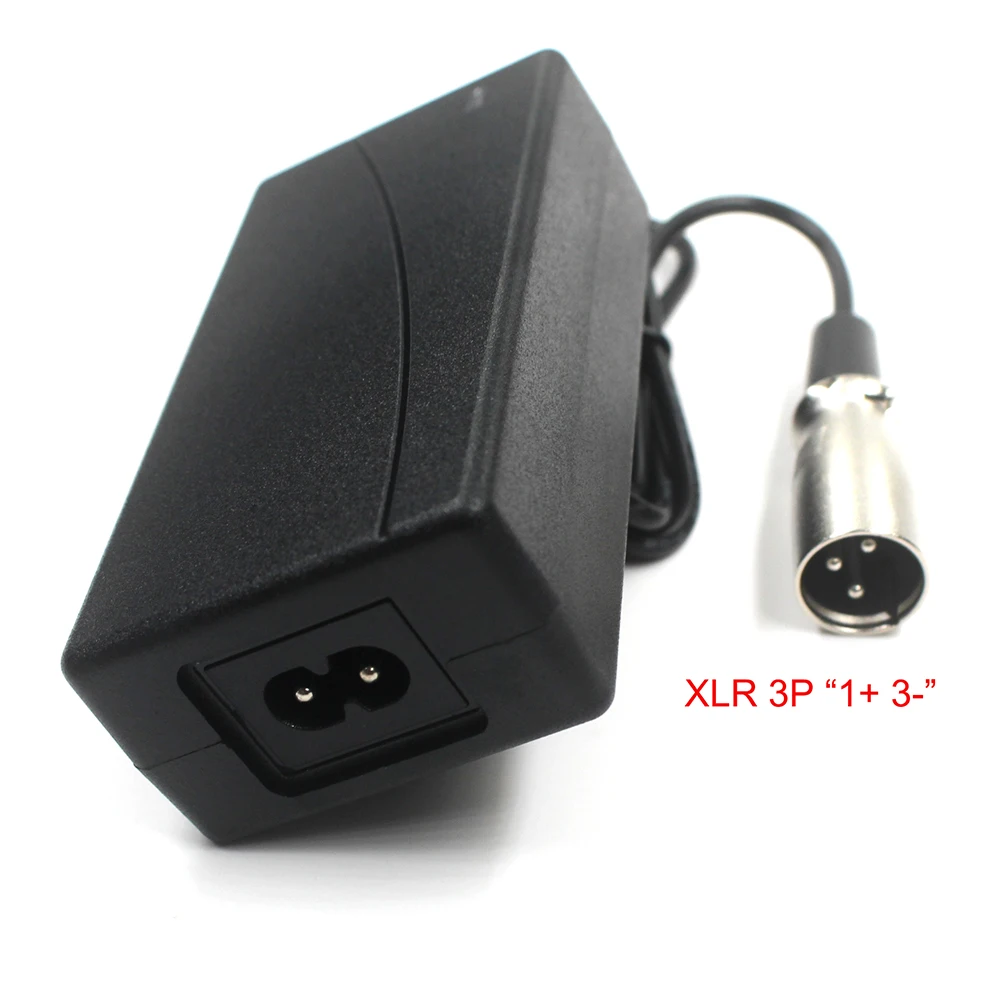 EU Plug DC XLR 3P 18MM 24V 29.4V 2A / 36V 42V 2A / 48V 54.6V 2A E bike Littium Battery Charger  For Ebike Scooter Charge